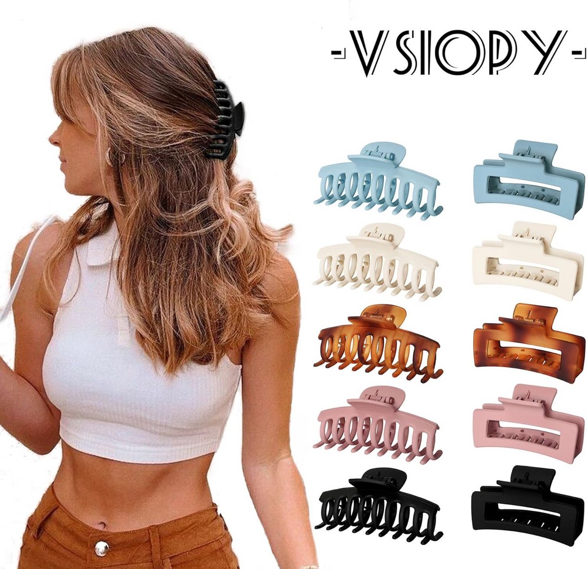10x Grote Haarspeldjes Set - Sterke Klemmen voor Dik en Fijn Haar - 9cm Vierkant & Klassiek