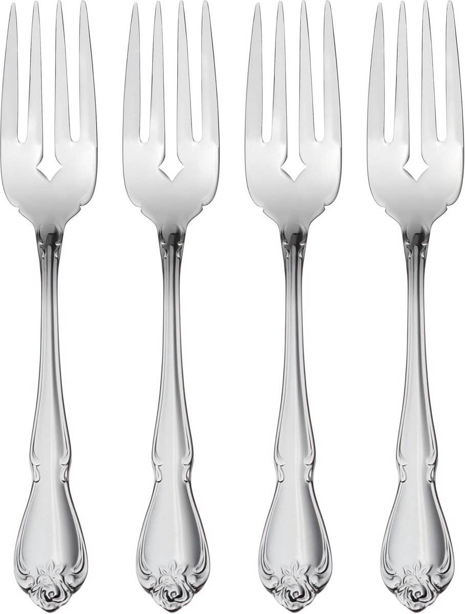 Set van 4 Saladevorken - Roestvrij Staal Bestek - Duurzaam Zilverkleurig