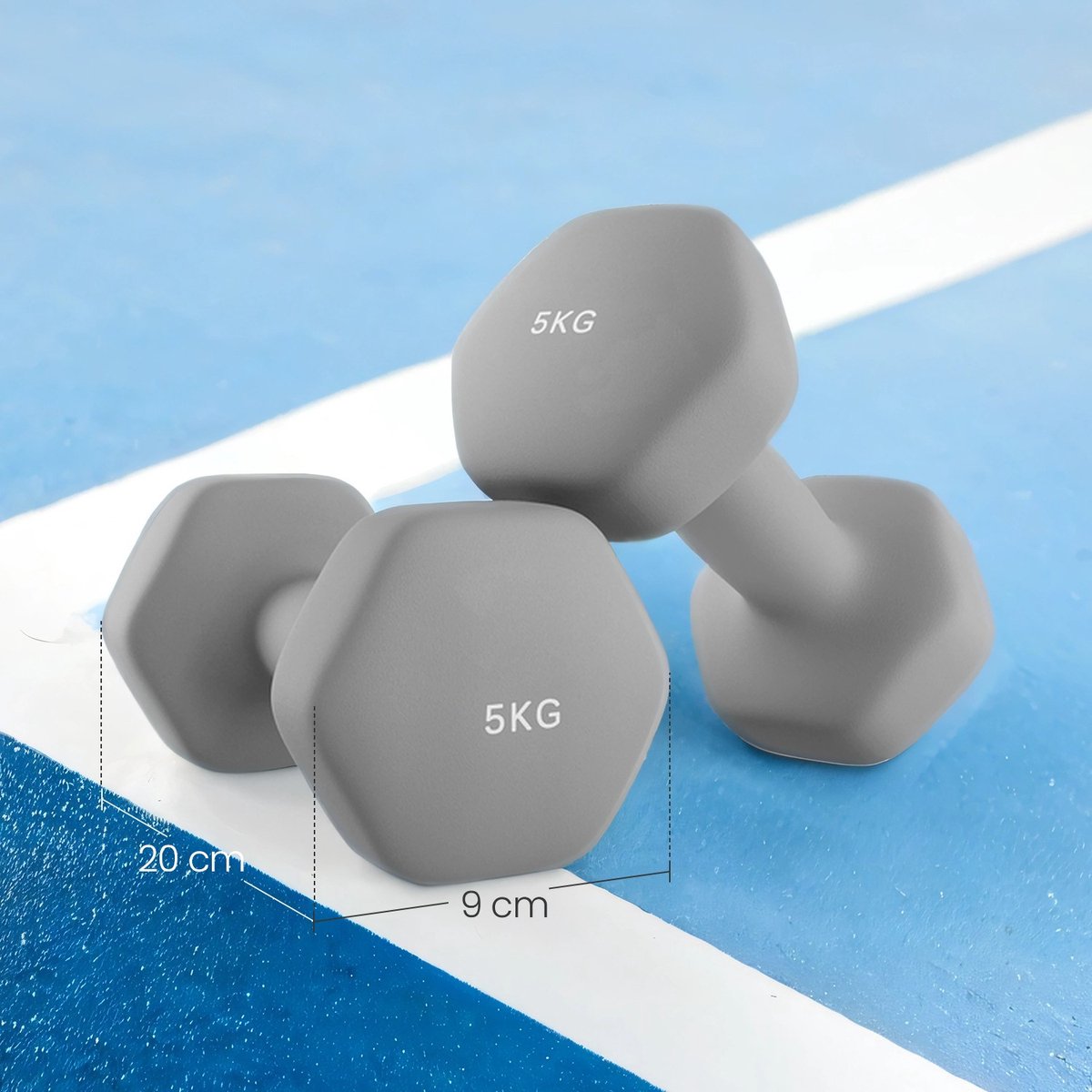 Set van 2 zeshoekige dumbbells – Neopreen – Groen – 2 x 2 kg voor thuistraining