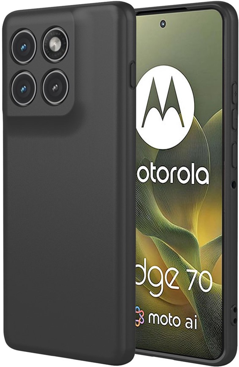 Hoesje geschikt voor Motorola Edge 70 - Phonesta Soft Silk Silicone Back Cover - Zwart