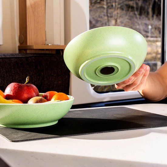 Onbreekbare Magneet-Serviesset voor Camper en Camping – 11-delig Kunststof Vaatwerk in Stone-Look voor Mobiel Gebruik — afbeelding 2
