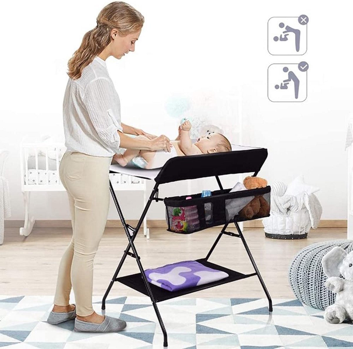 Inklapbare Verschoontafel voor Baby: Draagbaar en Mobiel met Veilige Opbergruimte