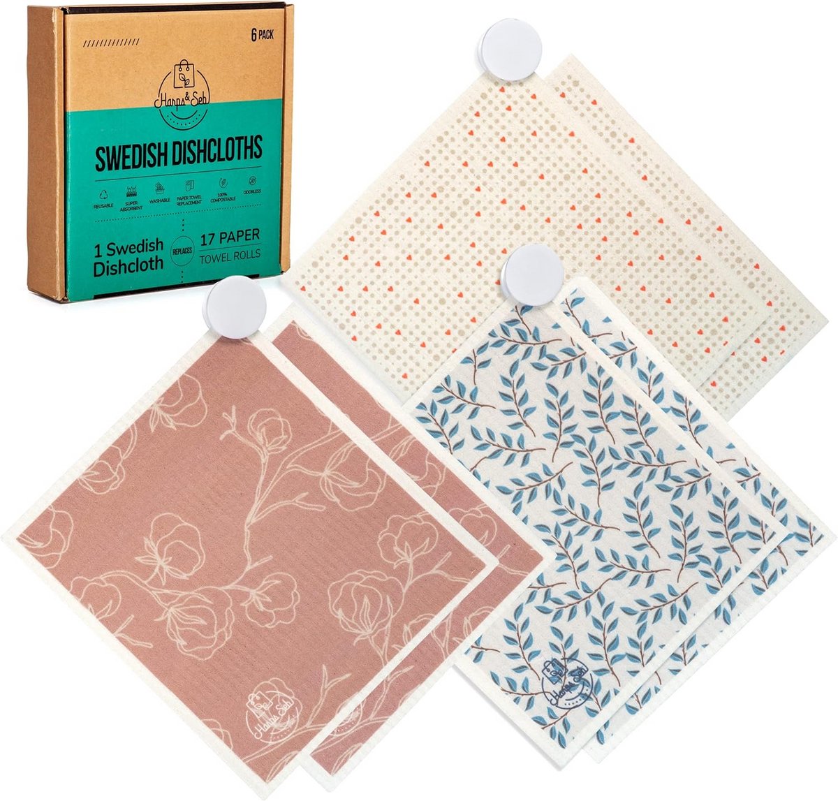 Zweedse Vaatdoeken - 6 Stuks - Super Absorberend en Herbruikbaar Keukendoeken