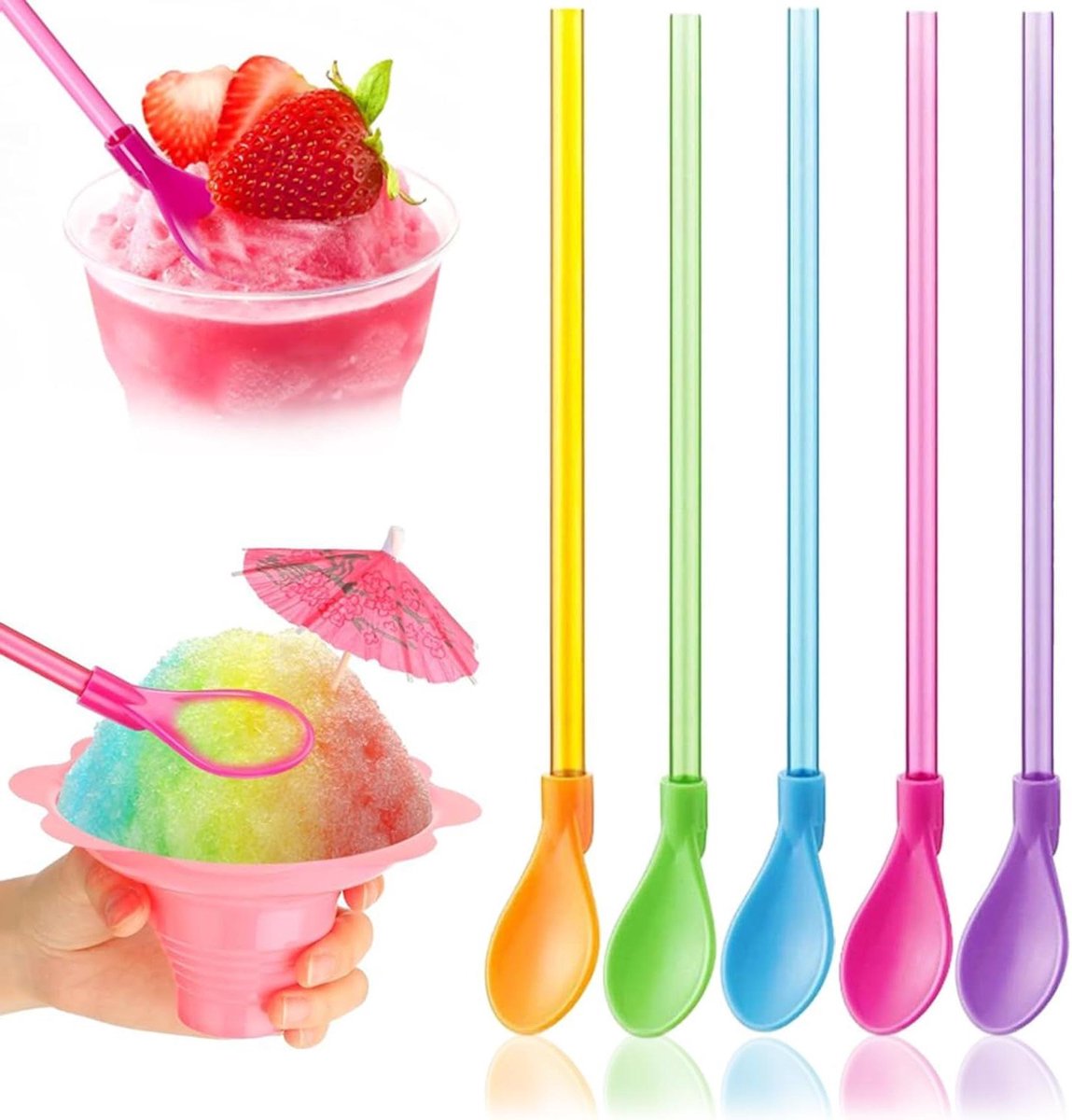 15 Herbruikbare Kleurrijke Pajitas Cucharas voor Koffie - Set van 15 stuks