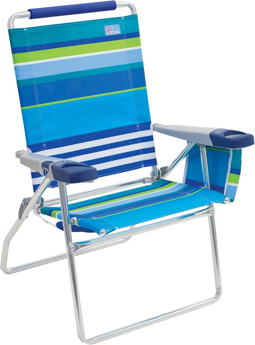 Hoge Strandstoel 45 cm Hoog - Verstelbaar en Comfortabel met Koeltas