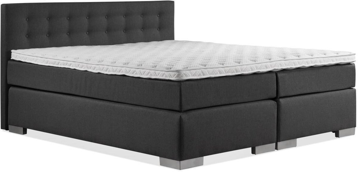 Boxspring Zen - 140x190 - Incl. Geknoopt hoofdbord - Antraciet