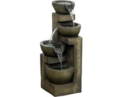 Fontaine de Jardin Décorative avec 4 Niveaux et Débit d'Eau Réglable, Zwart
