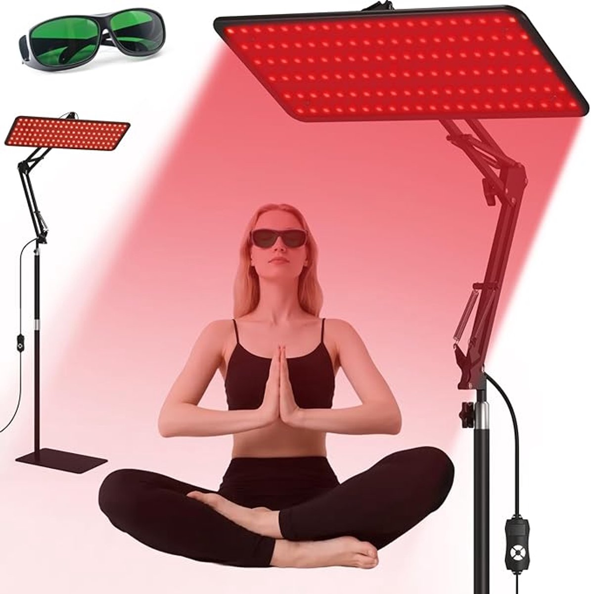 Rood Licht Lamp – 120 LEDS – 660 / 850 / 940 nm – Met Verstelbare Standaard & Bril