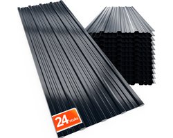 Gardebruk Dakplaten – Set van 24 Verzinkt Staal 129x46cm – Antraciet