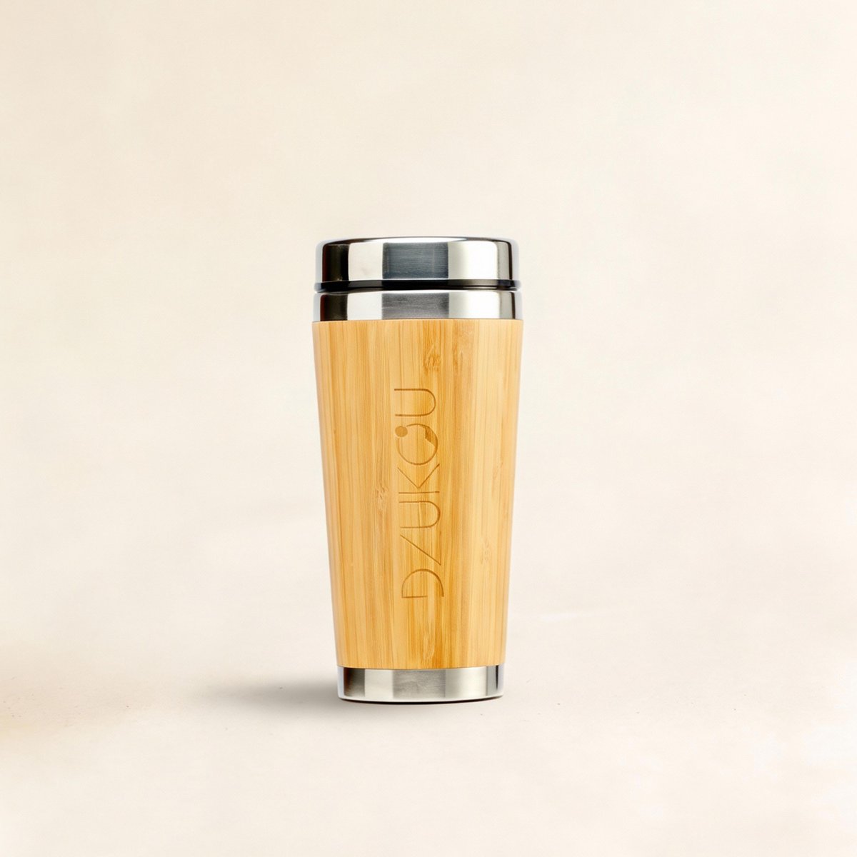 Dzukou Koffiebeker to go 490 ml RVS Bamboe – Schuifdeksel & lekvrij design