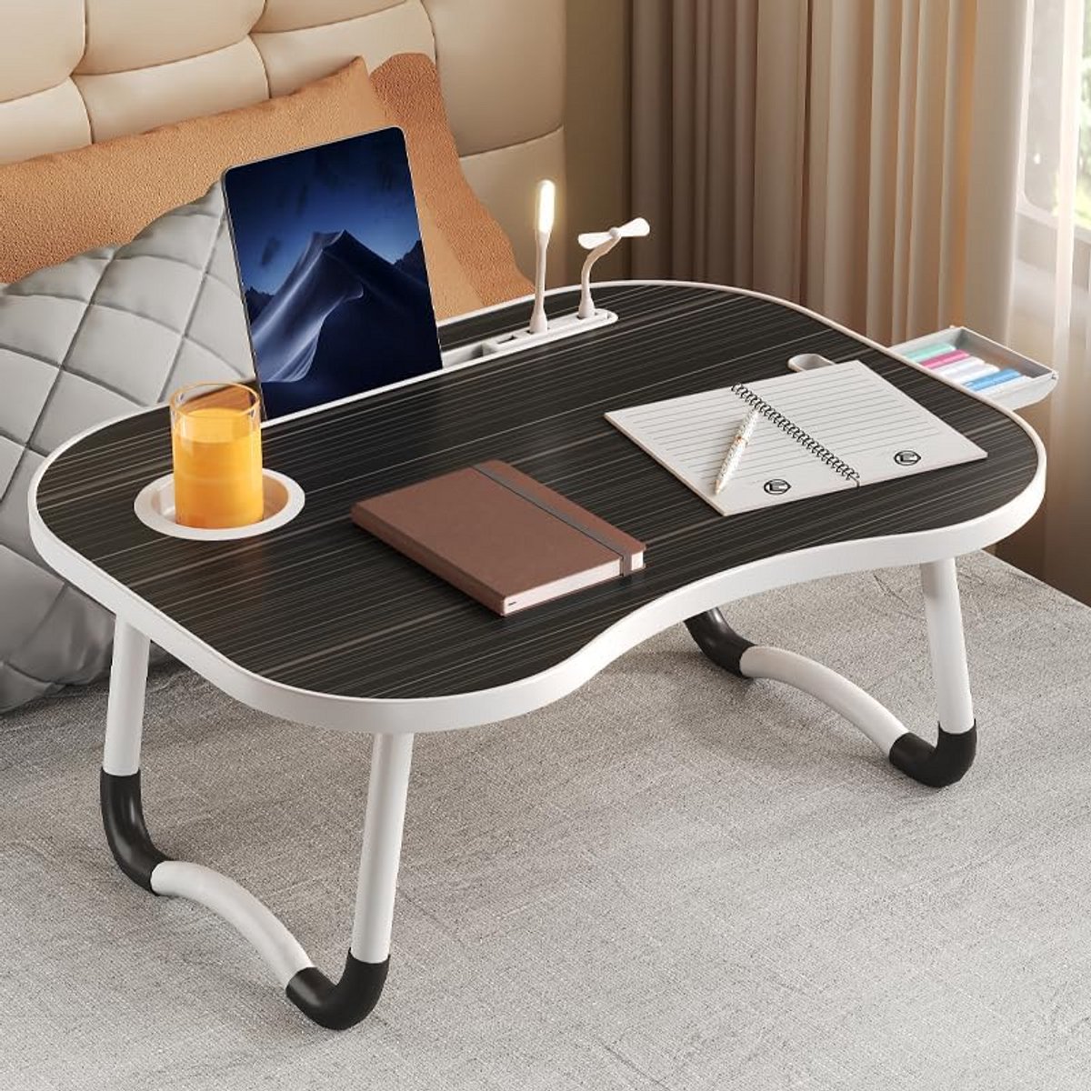 Opvouwbare Lapdesk voor Laptop en Tablet - Bedtafel Bureau met Bekerhouder