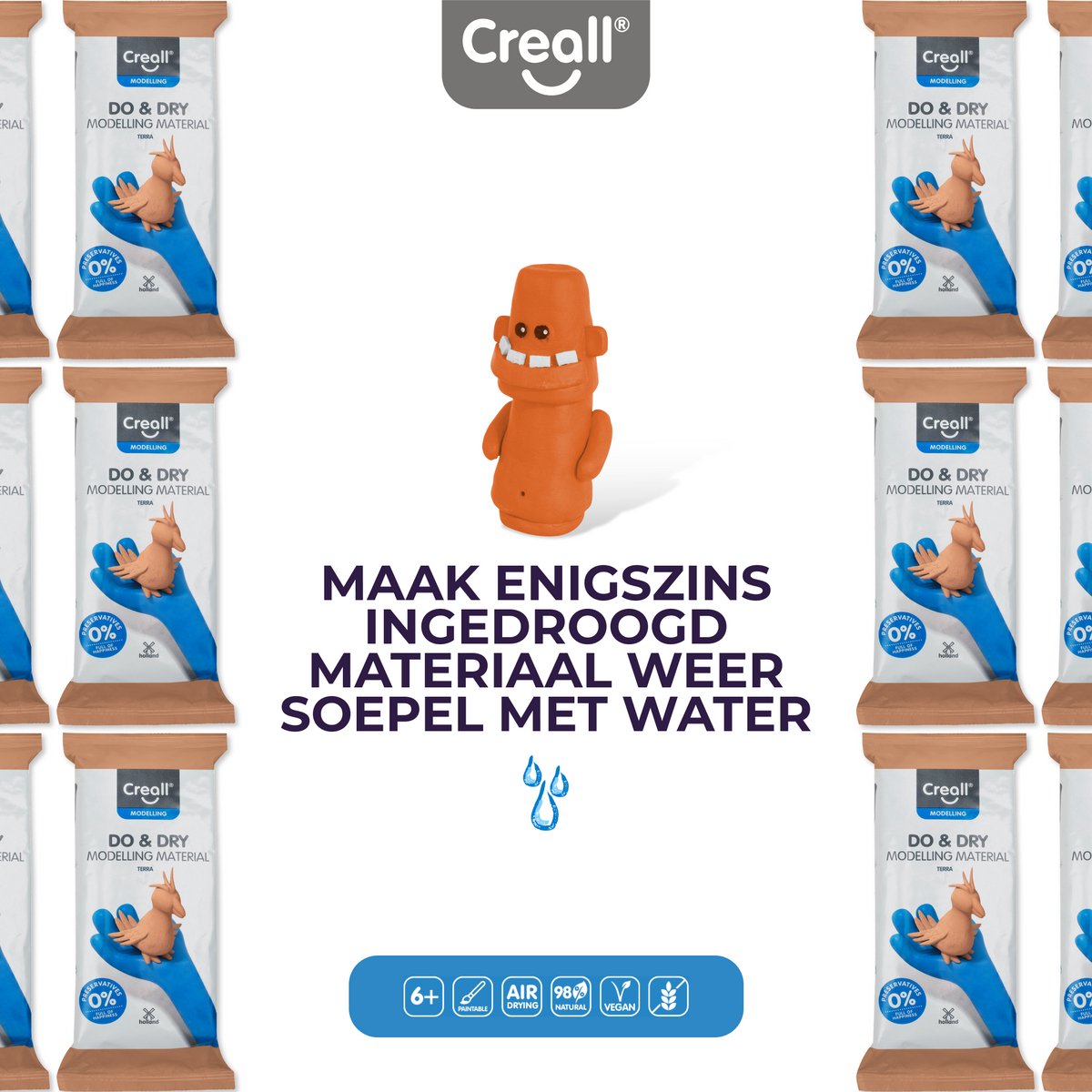 Creall Do & Dry | Luchtdrogende klei kleur Terra | 1 x 500g | Made in Holland | Zacht en klaar voor gebruik | Made in Holland | Knutselwerk kinderen, school, hobby, DIY en creatieve projecten — afbeelding 9