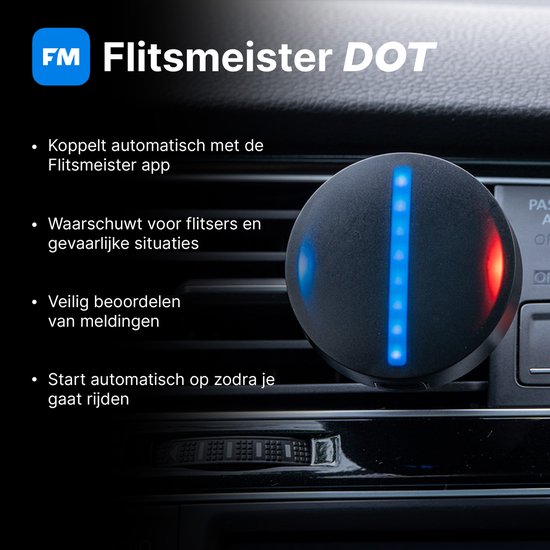 Flitsmeister DOT – Flitser- & Trajectcontrole Meldingen – LED & Audio – Schermvrij Rijden – Werkt met Flitsmeister App