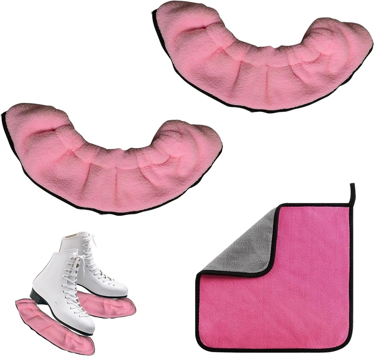 Kunstschaatsbeschermers met mesafdekking en zachte elastische sokken, roze, voor jongeren en volwassenen. Beschermt schaatsen.
