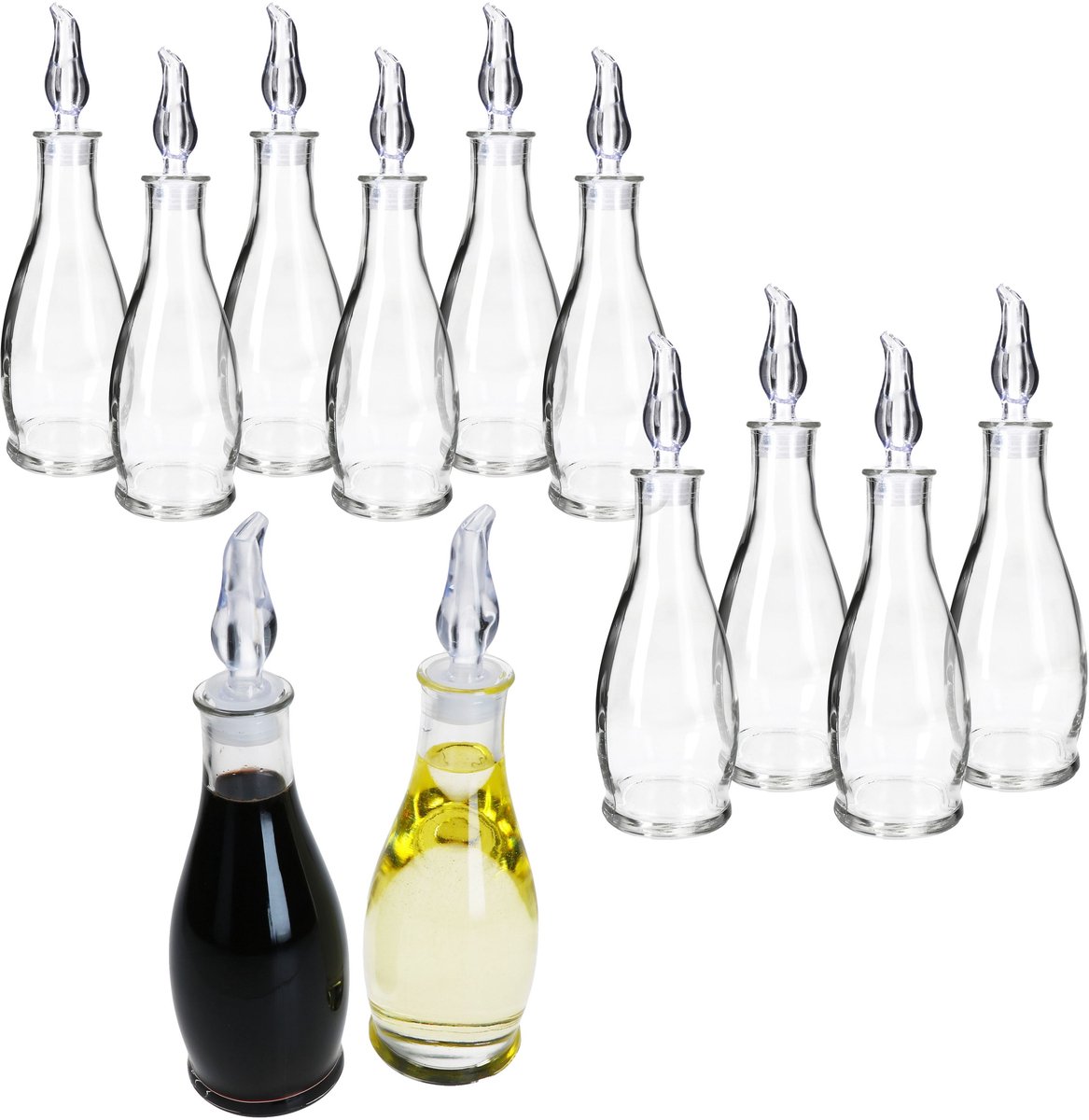Set van 12 OLLI azijn- en olieflessen met schenktuit - 13249022S