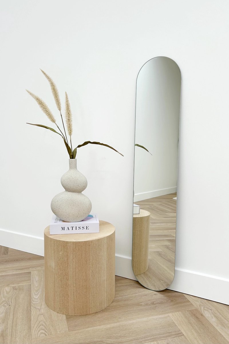 Nordic Style® Ovale spiegel 120x24cm - Frameloos - Scandinavische Spiegels - Ovaal - Zonder lijst - Randloos - Frameloos - Wandspiegel - Badkamerspiegel - Gangspiegel - Wand - Gang - Badkamer Naturel