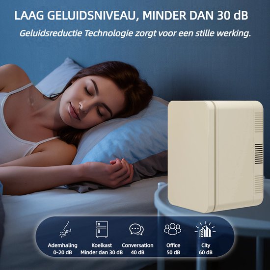 Puluomis - Mini koelkast 10L - Skincare & make-up fridge - 12V & 220V - Koel & warm - Auto koelkast - Compact - Beige van Merkloos — afbeelding 5