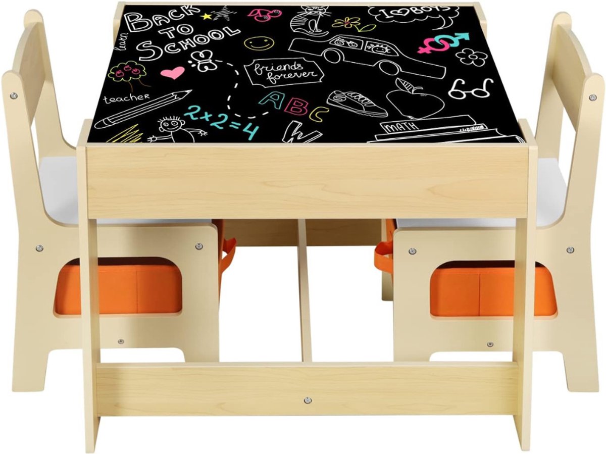 Core® Kindertafel Met Opbergruimte - Kindertafel Met Stoeltjes – Kinderbureau – Wit - 62cm x 48cm x 62 cm