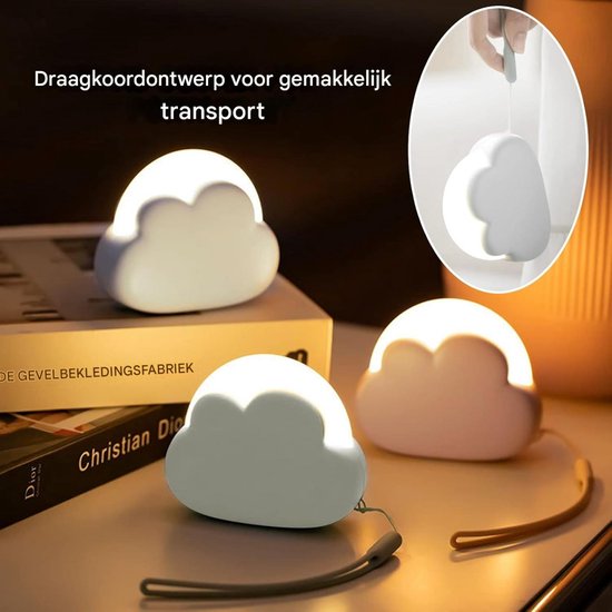 GELLDG LED-nachtlampje voor kinderen - 1 stuk - Dimbaar nachtlampje voor kinderen - Geschikt voor slaapkamers, kinderkamers en babykamers - Draagbaar en oplaadbaar via USB - Nachtlampje voor meisjes - Wit van GelldG — afbeelding 2