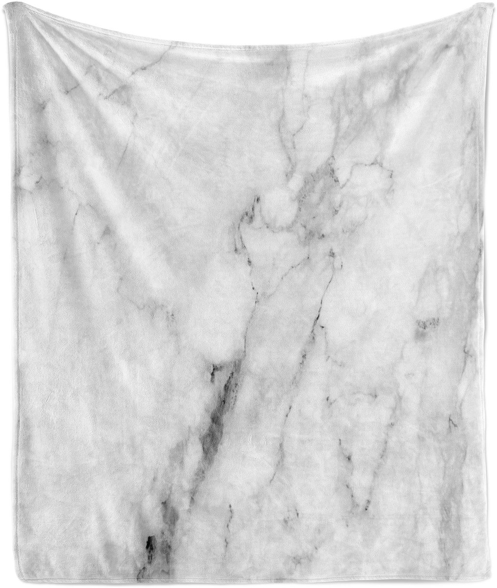 ABAKUHAUS Marmeren Zachte Flanellen Fleece Deken, Gebroken Lijnen, Gezellige Pluche Plaid, 175 x 230 cm, Grijs Stofwit
