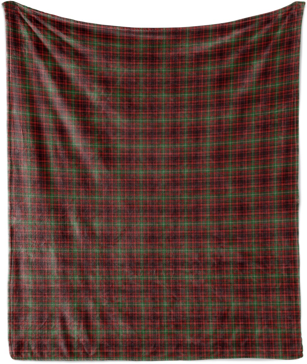 ABAKUHAUS Geruite Zachte Flanellen Fleece Deken, Illustratie in Schotse Stijl, Gezellige Pluche Plaid, 175 x 230 cm, Vermiljoen Groen Zwart