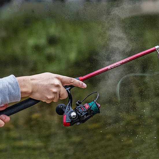 Ghosthorn Telescoop Vishengel Set - Draagbare Visuitrusting voor Beginners en Gevorderden - Samenklapbare Hengel met Molen, Lijn en Aas - Ideaal voor Zoet- en Zoutwater Vissen - Rood - 2.4M 8FT van Merkloos — afbeelding 2