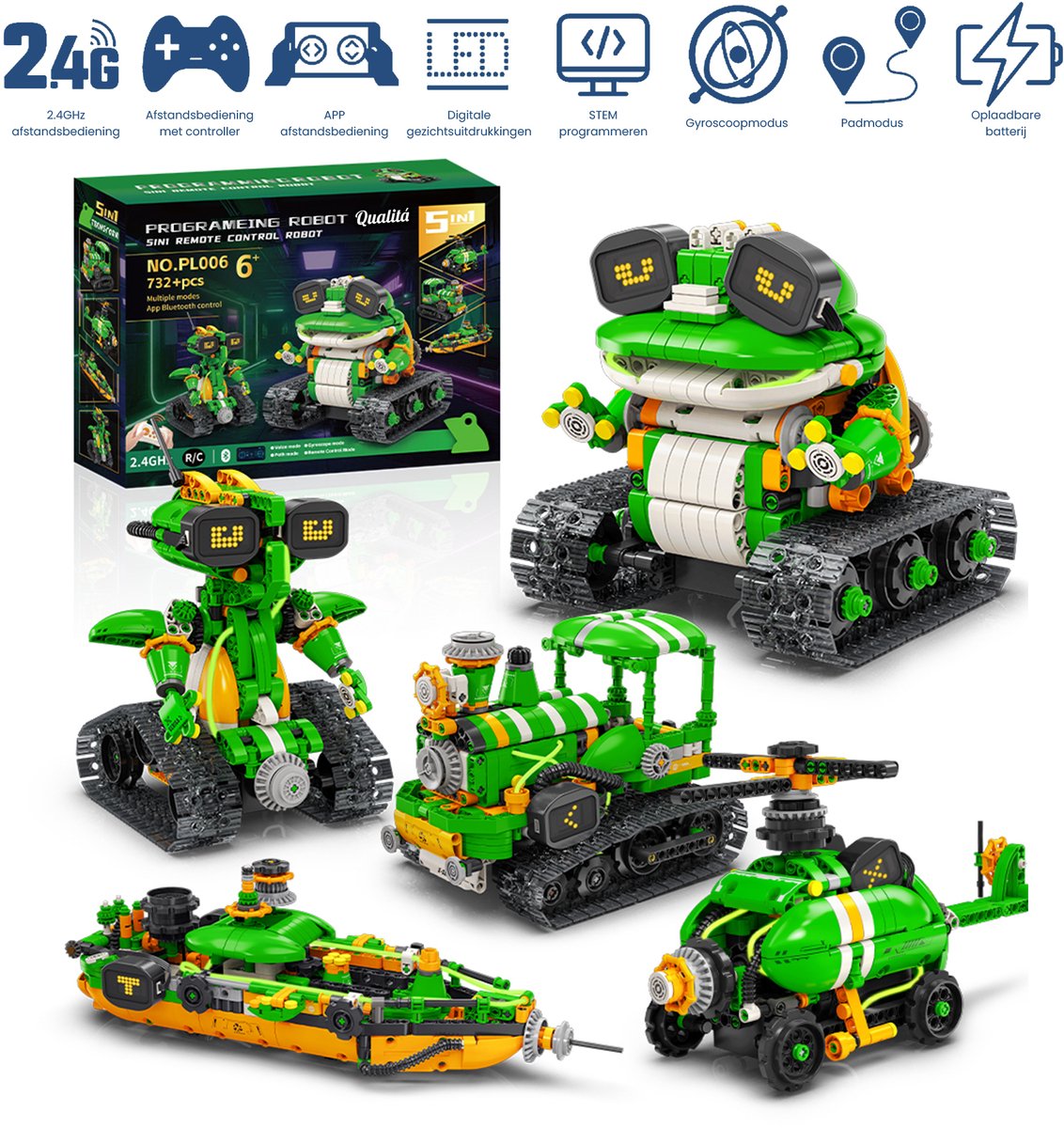Qualitá® Robot Bouwpakket 5 in 1 – Educatief Speelgoed – Robot Speelgoed - Robot Bouwpakket - STEM speelgoed – Programmeren Voor Kinderen - Interactief Speelgoed – 496 Onderdelen – 7-9 Jaar — afbeelding 7