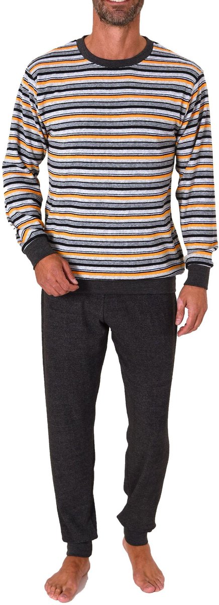 Normann Norman badstof heren pyjama - Stripes - 50 - Oranje