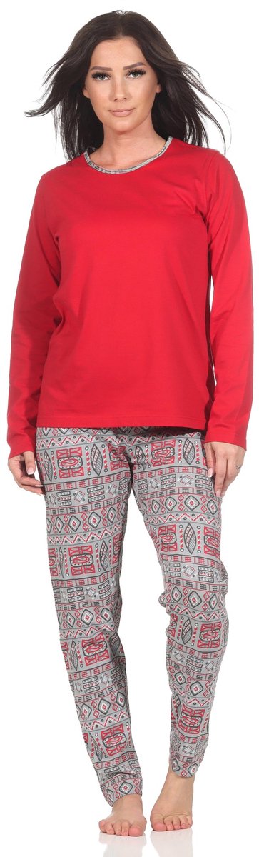 Normann damespyjama met lange mouwen in een prachtige etnische look