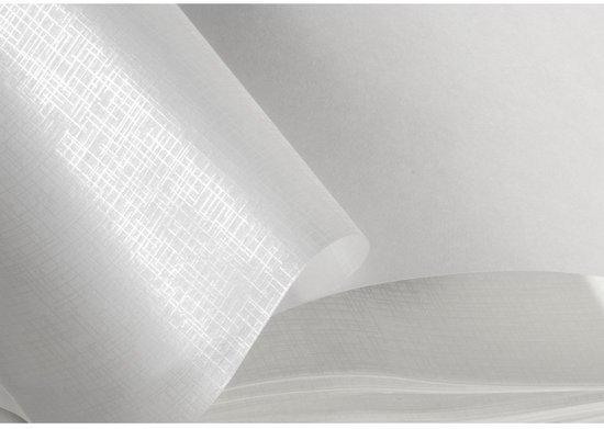 Wit papier met een subtiel rasterpatroon en lichte glans.