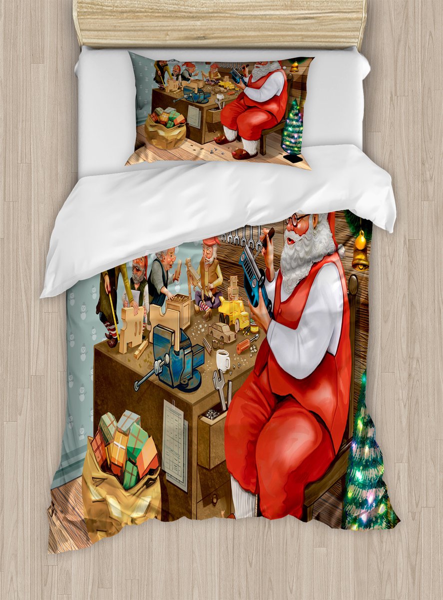 ABAKUHAUS Kerstdekbedovertrekset voor eenpersoonsbedden, kerstmanontwerp, inclusief kussensloop, 130 x 200 cm