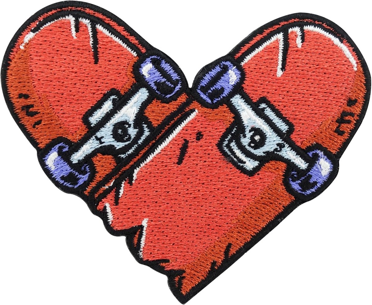 Strijklappen en Naaipatch met Skateboard Hart Ontwerp voor Kleding Reparatie