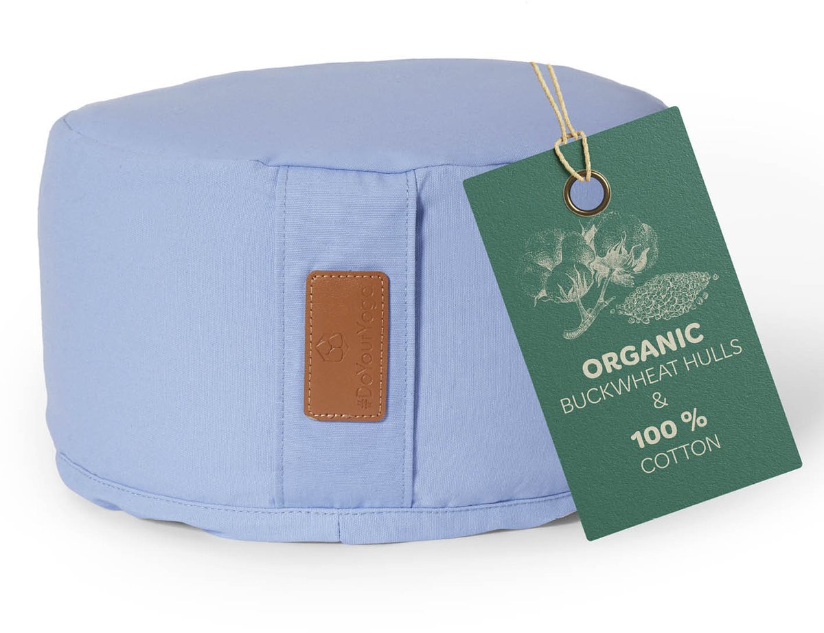 #DoYourYoga - Yoga kussen - »Vishnu« - rond meditatiekussen met bio-organische boekweit schalen vulling - H:15cm, diam.30cm - paars
