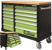 Werkplaatswagen DELUXE 12 laden 123 cm breed met massief werkblad zonder gereedschap