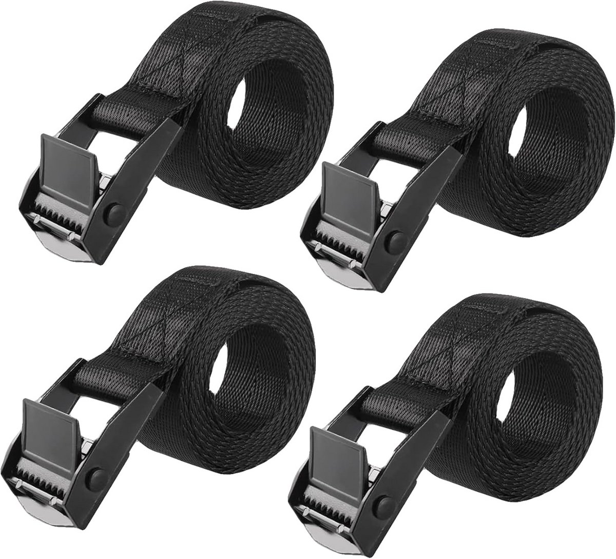 Sjorbanden met ratel - Set van 4, Verankeringsriemen voor Motorfietsen, Auto's en Fietsendragers - 100 cm x 2 cm