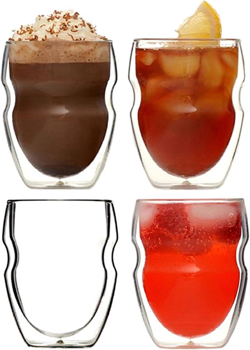 Dubbelwandig thermoglas met zweefeffect - Set van 4, 0,24 L