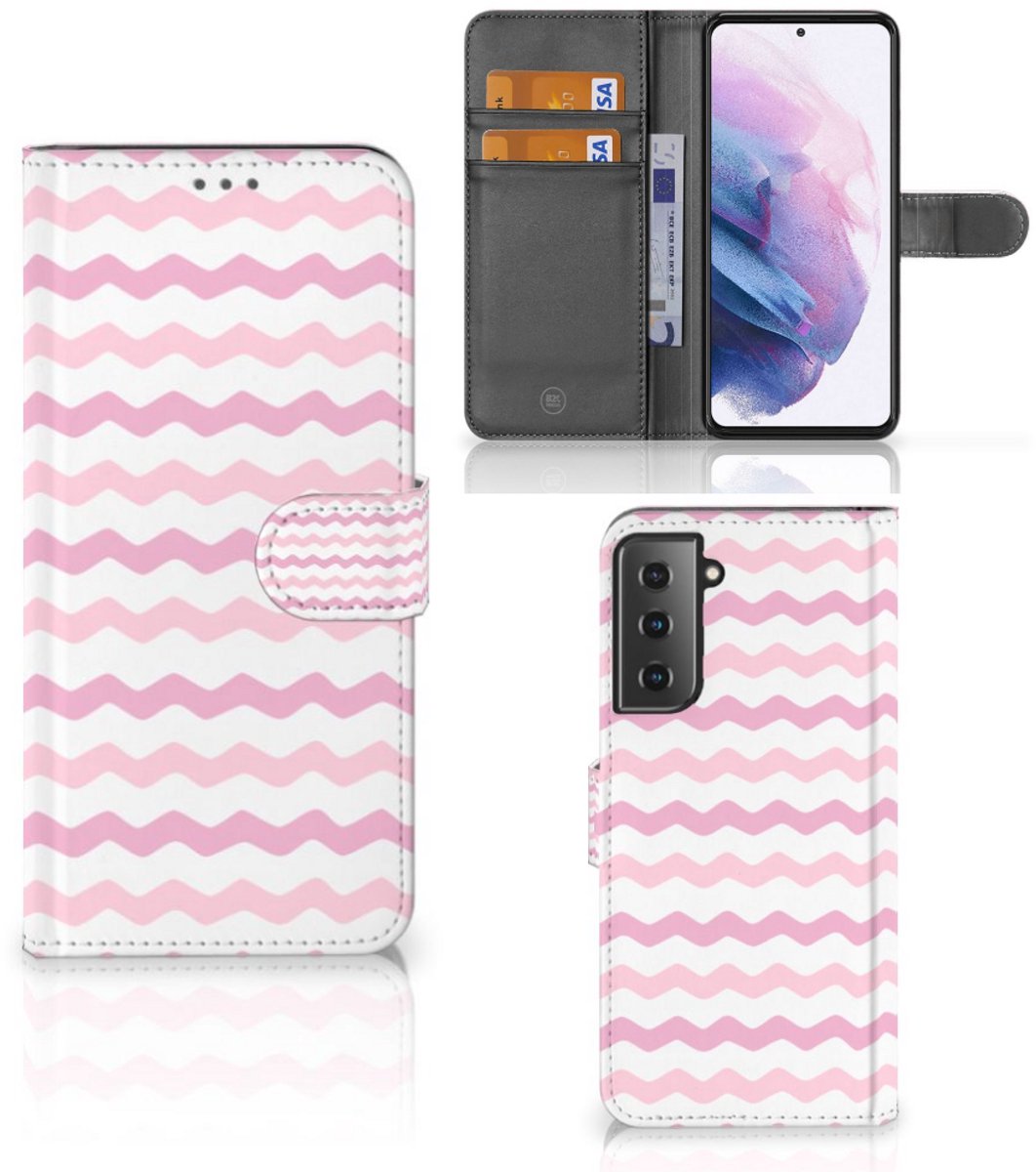 Samsung Galaxy S21 Plus Telefoon Hoesje Waves Roze