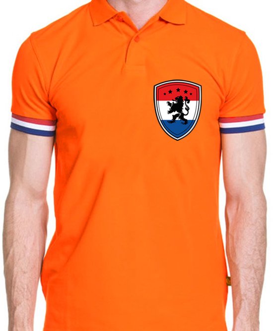 Bellatio Decorations EK / WK supporter poloshirt - heren - oranje schild - Leeuw - Koningsdag - grande taille XXXL