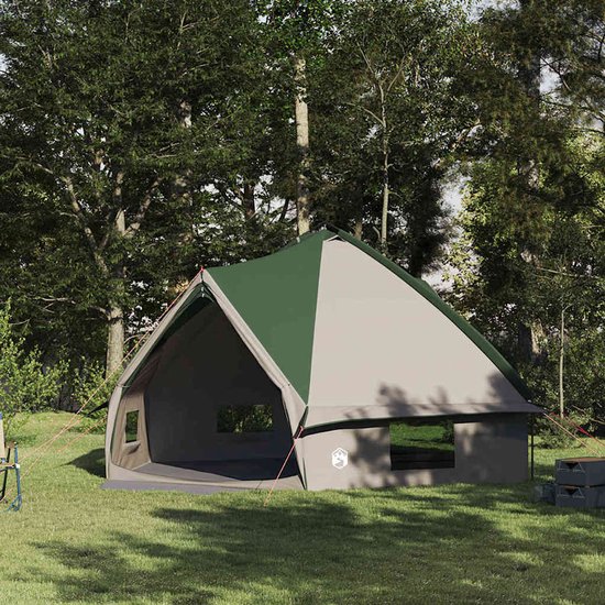 vidaXL - Teepee - Tent - voor - 10 - Personen - Groen - en - Wit - 567 - x - 470 - x - 242 - cm van Vidaxl — afbeelding 4