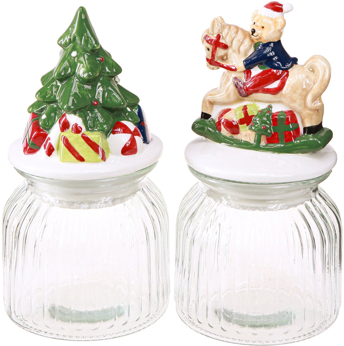 Snoeppot met deksel Kerstbonboniere H20cm 2st, 2 Stück