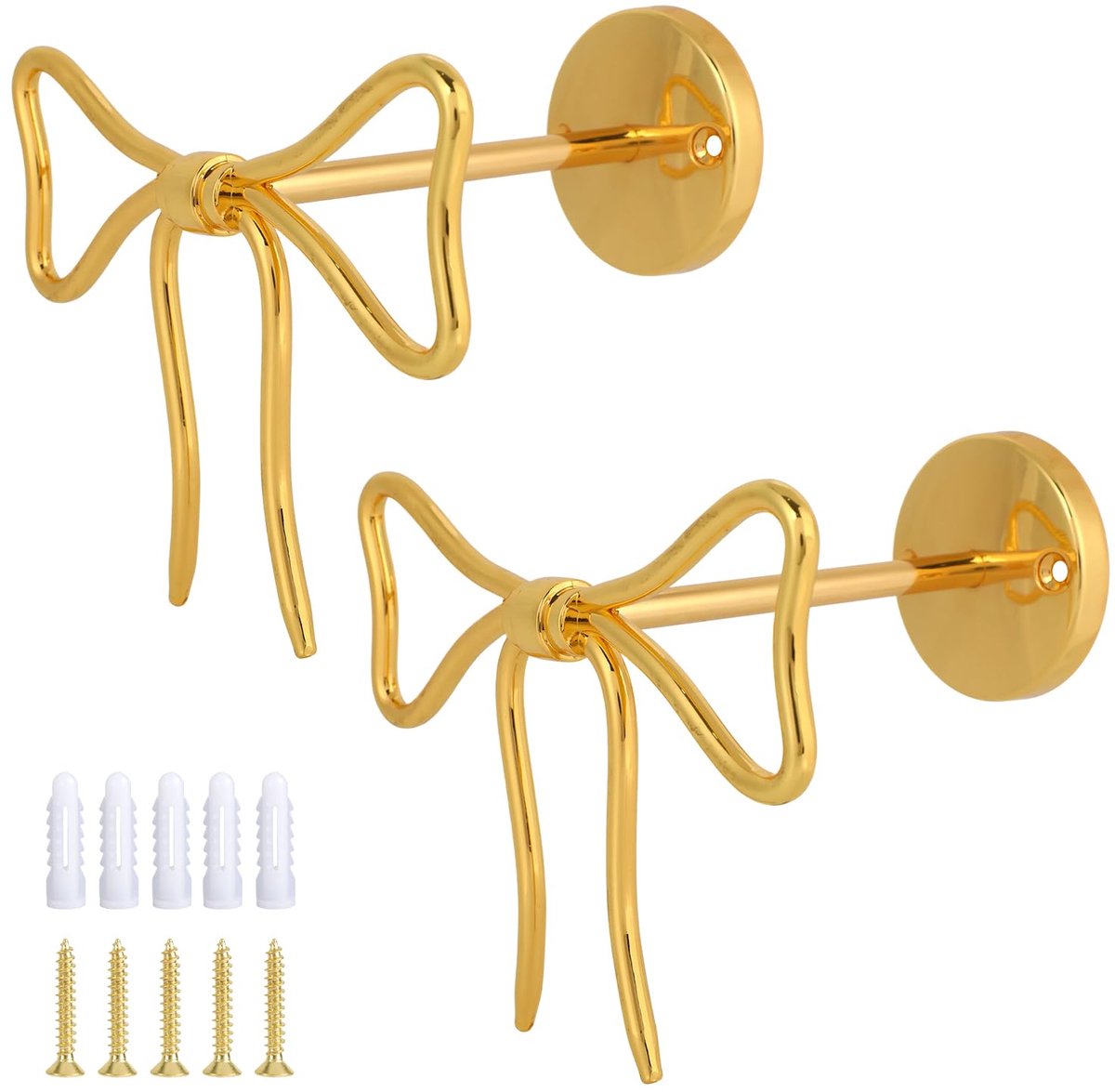 Vorhanghouder Set - Goldkleurig Lintontwerp - Inclusief Schroeven en Gummimanschetten