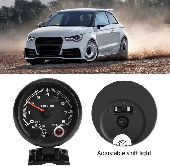 Universele 12V Toerenteller tot 8000 RPM met LED Shift Light — afbeelding 3
