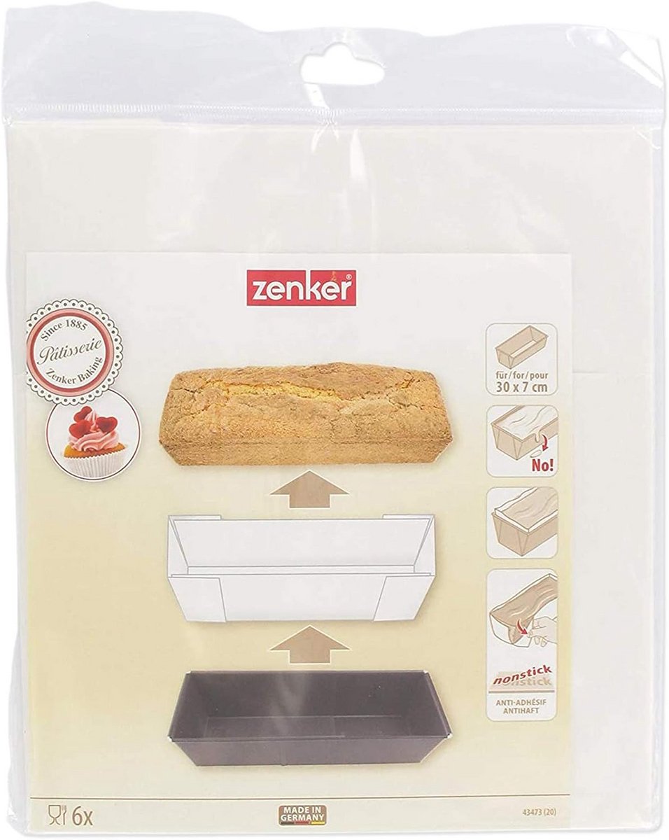 Bakpapier voor rechthoekige vormen 30 x 7 cm - 6 stuks