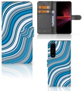 Book Case Sony Xperia 1 III Cover Waves Blue