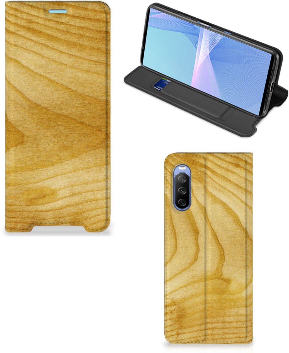 Standcase Hoesje voor Sony Xperia 10 III Book Wallet Case Licht Hout