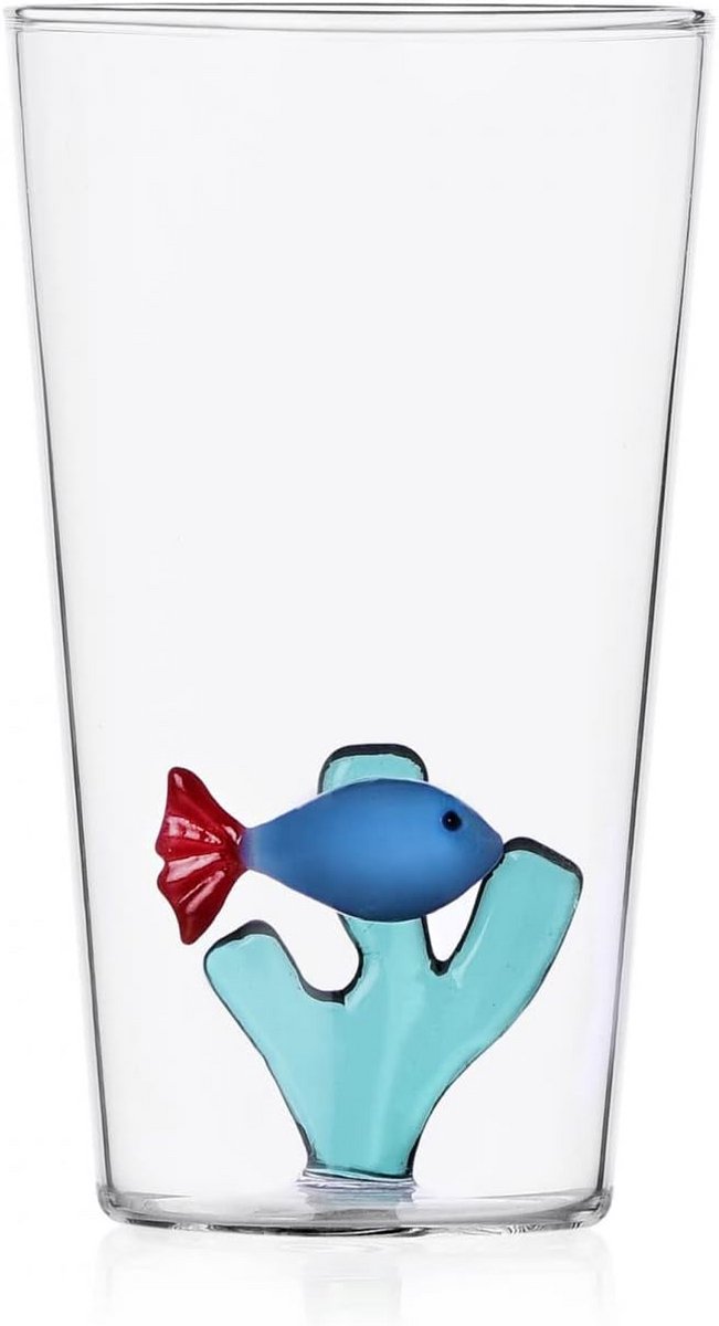 Longdrink glas van borosilicaat - Handgemaakt en blauwgroen