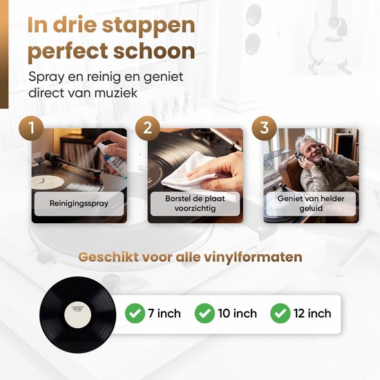 BLU LP Schoonmaakset - Incl Extra Vloeistof & reinigingsdoek - Vinyl Cleaning Kit - Platenborstel - Platenreiniger - Antistatisch - LP Borstel - Platen Schoonmaakset - Vinyl Borstel - Vinyl Reiniger - LP Reiniger — afbeelding 2