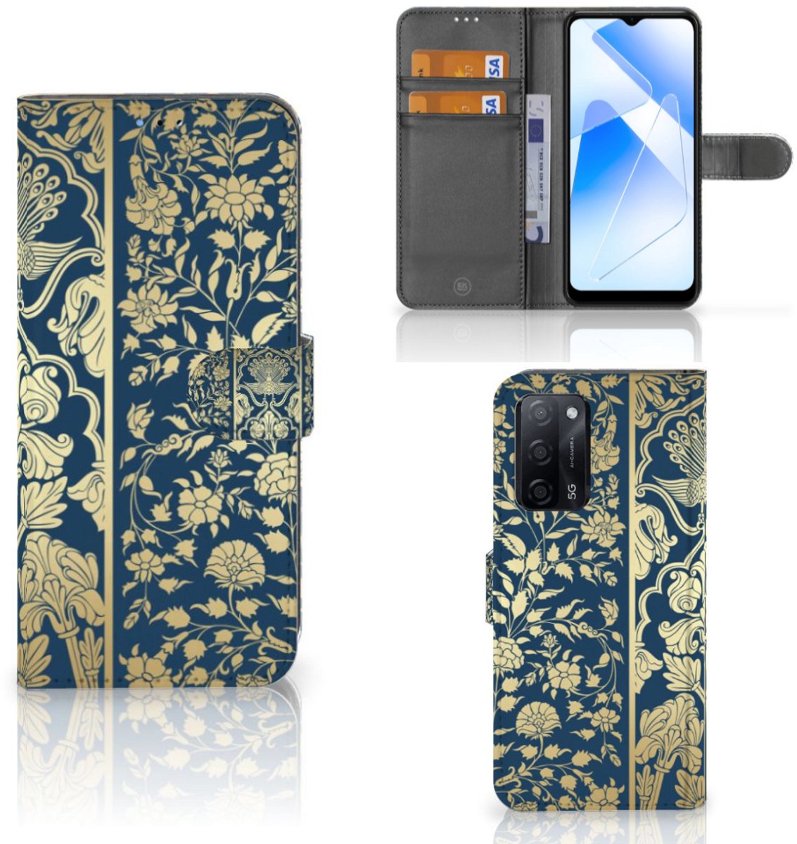 OPPO A16/A16s/A54s Hoesje Beige Flowers