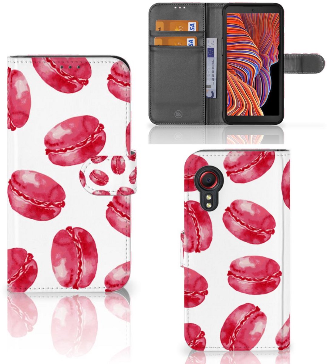 Samsung Galaxy Xcover 5 Book Cover Pink Macarons