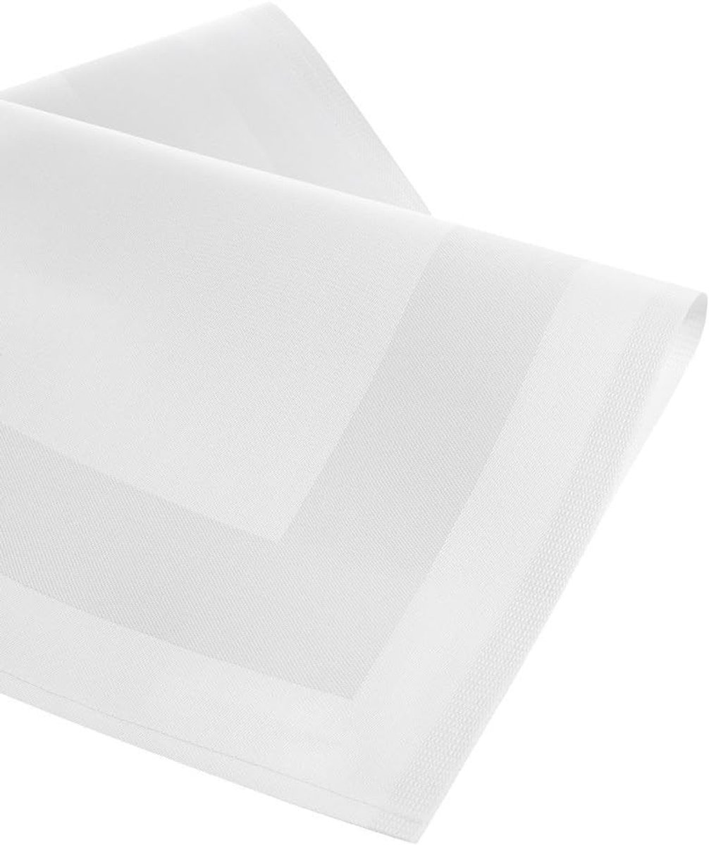 Set van 6 Witte Katoenen Servetten 50x50 cm met Luxe Satijnen Rand - Gastro Kwaliteit